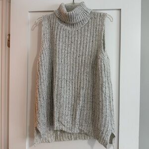 Gray Turtleneck Sleeveless Sweater